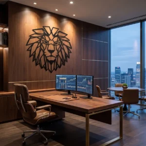 Apex Polygon Geometric Lion Metal Wall Art