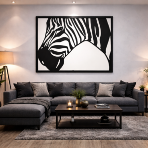 Savanna Contrast Framed Zebra Silhouette Metal Wall Art