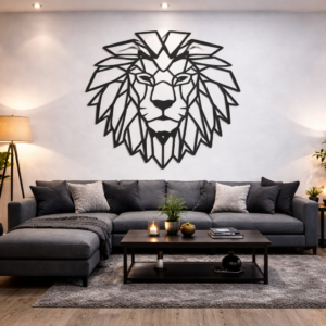 Apex Polygon Geometric Lion Metal Wall Art