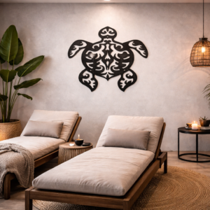 Pacific Spirit Tribal Sea Turtle Metal Wall Art