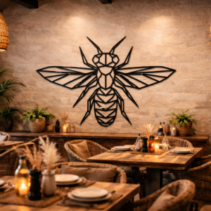 Geometric Queen Polygon Bee Metal Wall Art