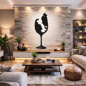 Lovers' Toast Optical Illusion Metal Wall Art