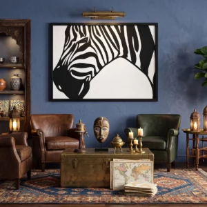 Savanna Contrast Framed Zebra Silhouette Metal Wall Art