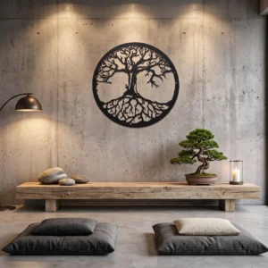 Tree of Life Round Metal Wall Art